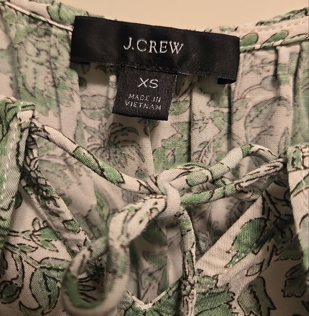 J Crew Green and White Floral Tiered Maxi Dress - Picture 2 of 5